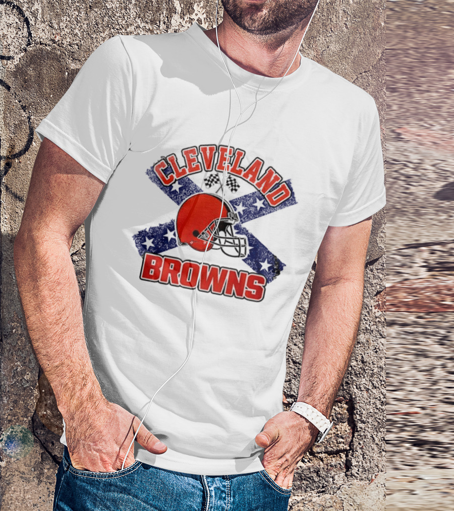 Cleveland Browns Helmet Dukes Of Hazzard Flag T-Shirt