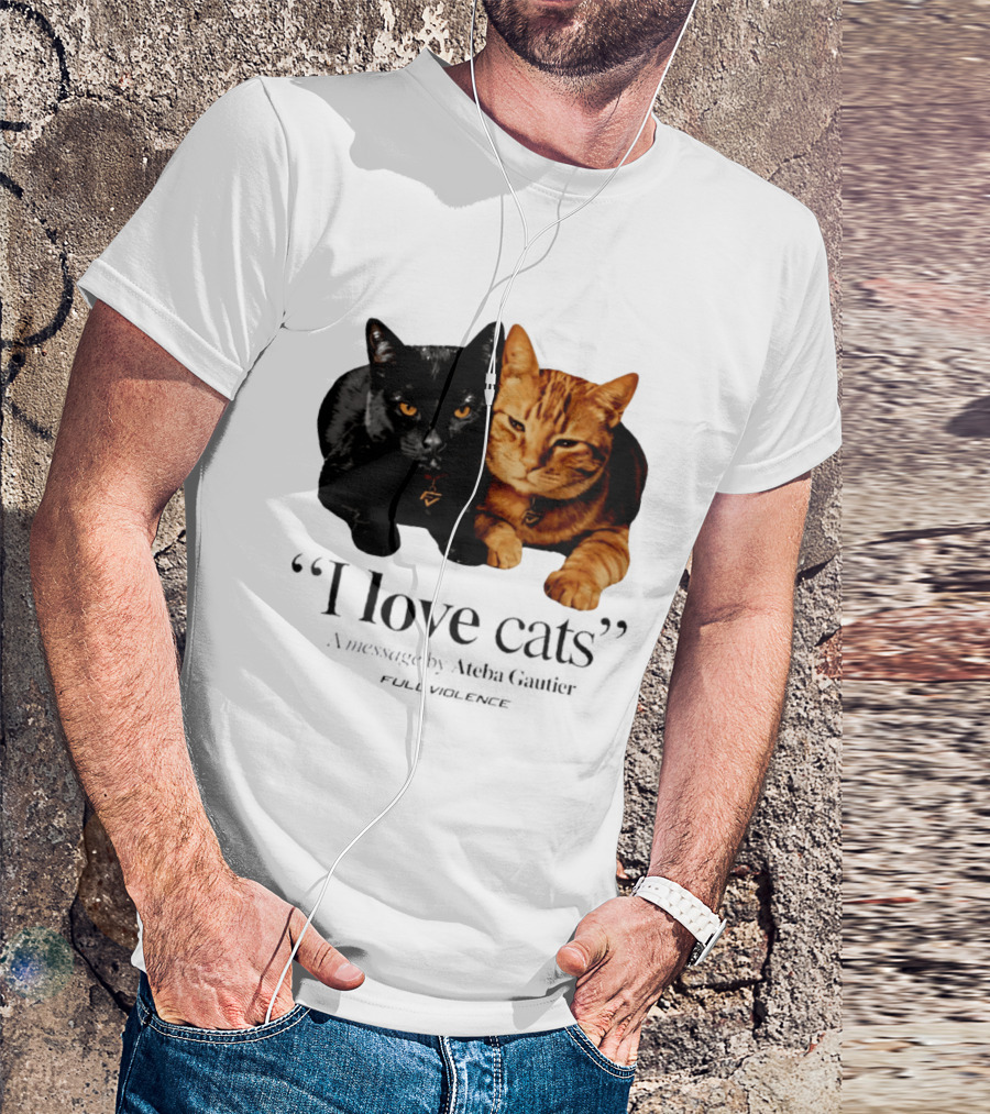 I Love Cats Ateba Gautier Full Violence Black And Ginger Cat Duo T-Shirt