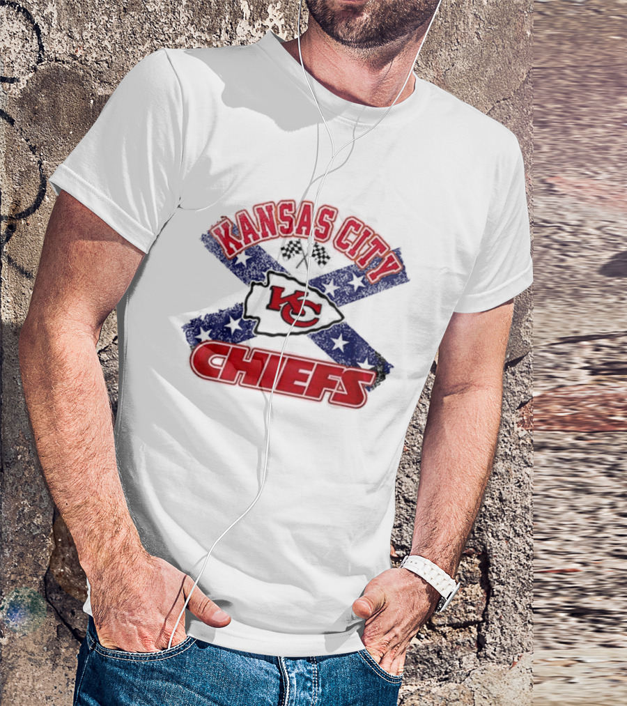 Kansas City Chiefs KC Red Logo Stars And Bars Caricature T-Shirt
