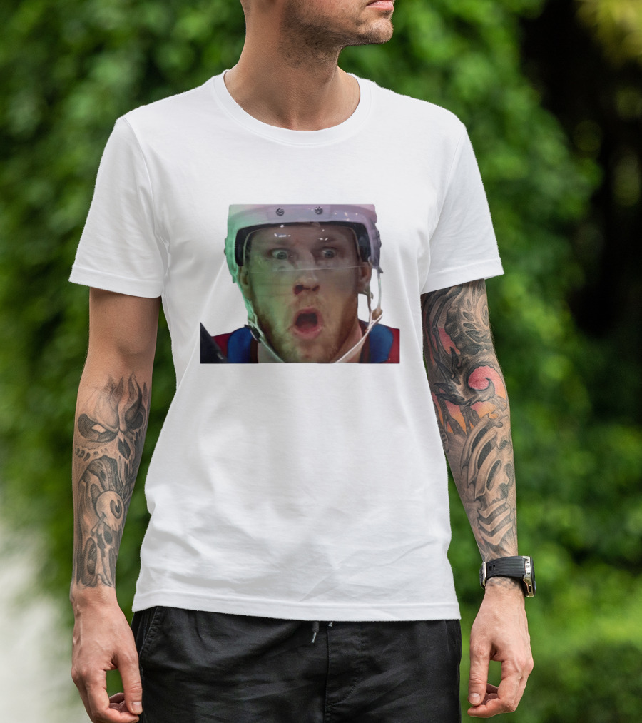 Nathan MacKinnon What The Puck Reaction Hockey T-Shirt