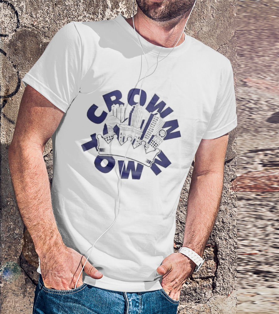 Original Charlie Hustle Crown Town Cityscape White Cap T-Shirt