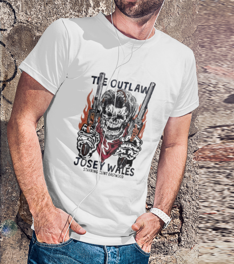 The Outlaw Josey Wales Starring Clint Eastwood Gunslinger Skeleton T-Shirt