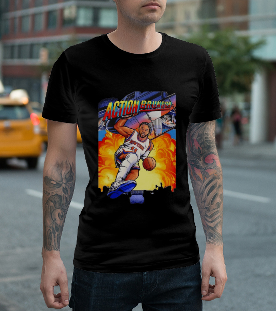 Action Brunson New York Knicks Basketball Comic Explosive Dynamic T-Shirt