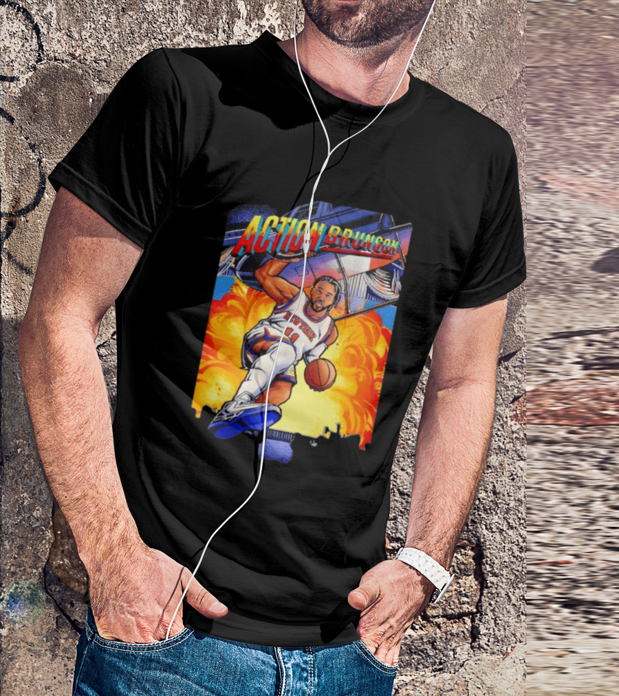 Action Brunson New York Knicks Basketball Comic Explosive Dynamic T-Shirt