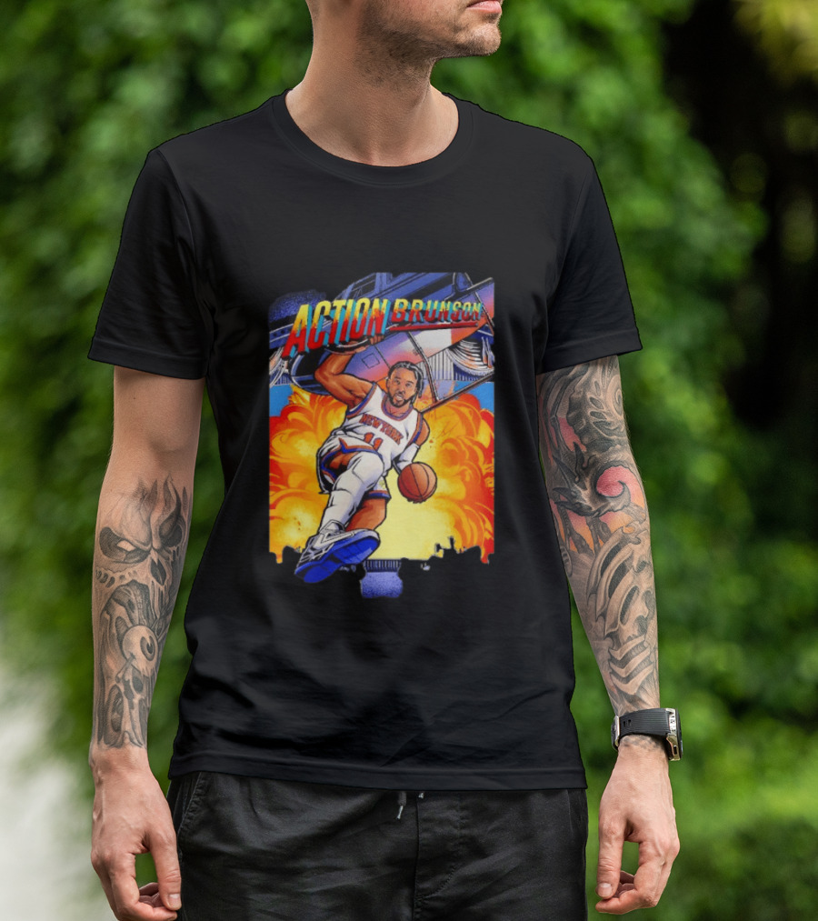 Action Brunson New York Knicks Basketball Comic Explosive Dynamic T-Shirt