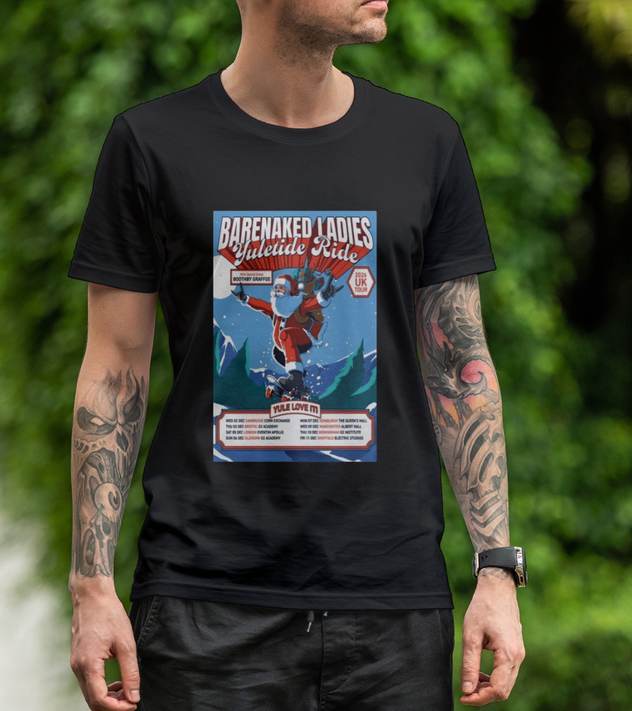 Barenaked Ladies Yuletide Ride UK Tour 2026 Santa With Special Guest Boothby Graffoe T-Shirt
