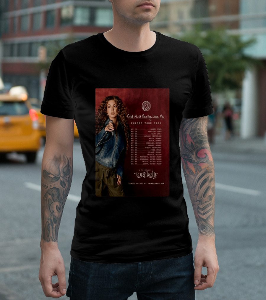 Tori Kelly Europe Tour 2026 God Must Really Love Me Concert Dates T-Shirt