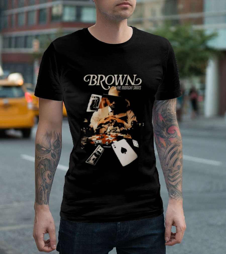BROWN The Midnight Saints Playing Cards And Chips Explosion T-Shirt