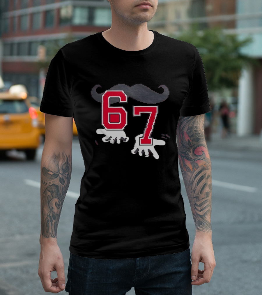 Cincinnati Reds 67 Beard Meme Moustache Hands T-Shirt