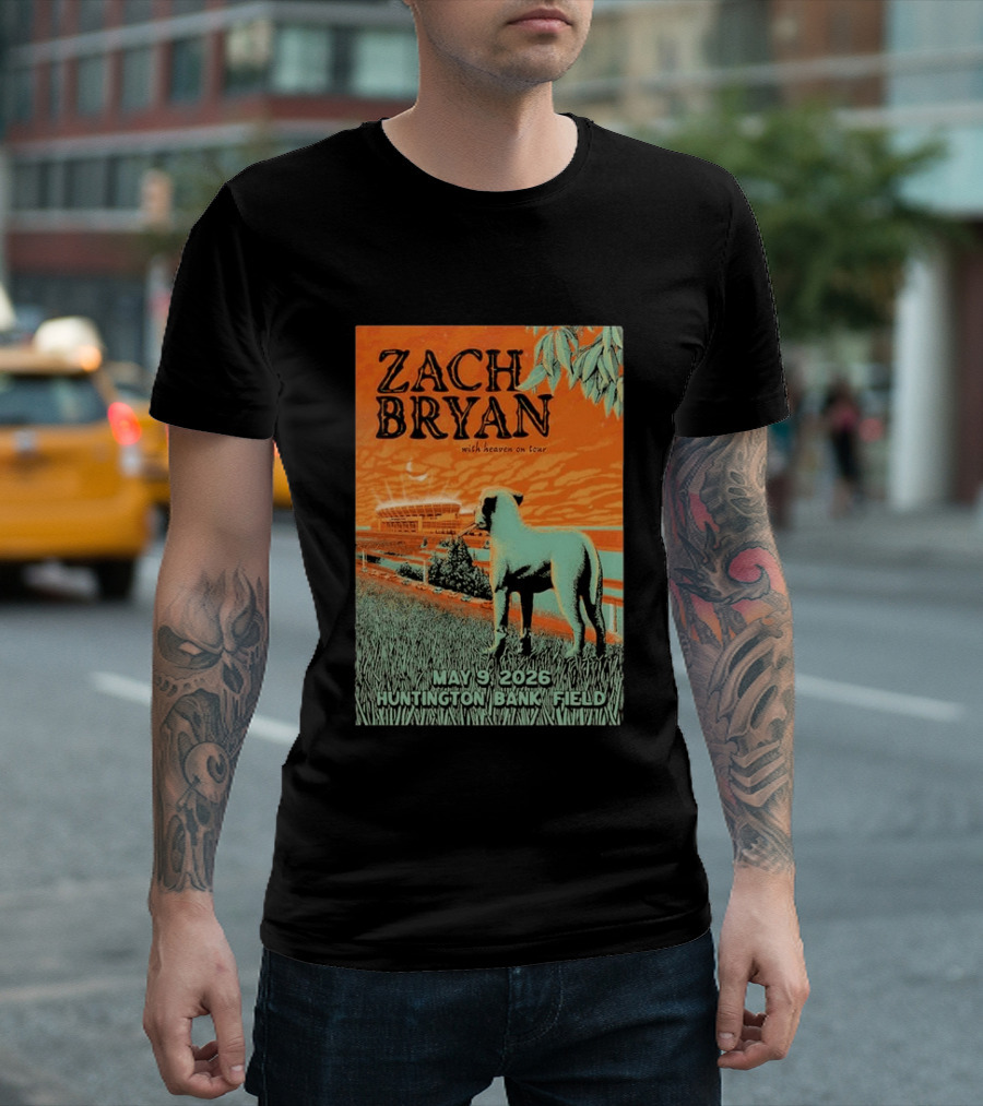 Zach Bryan Huntington Bank Field May 9 2026 With Heaven On Tour T-Shirt