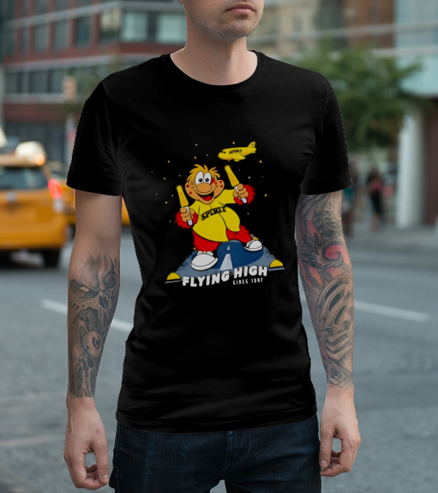 Inland Empire 66ers Baseball Mascot Celebrating Flying High Since 1987 With Spirit Airlines Memorabilia T-Shirt