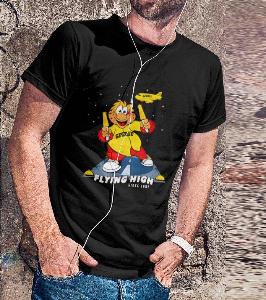 Inland Empire 66ers Baseball Mascot Celebrating Flying High Since 1987 With Spirit Airlines Memorabilia T-Shirt