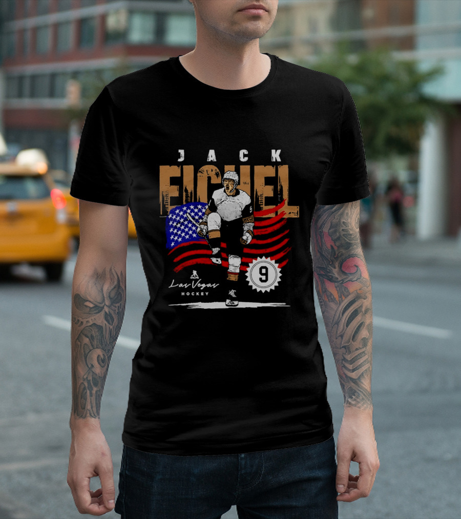 Jack Eichel American Flag Las Vegas Hockey 9 T-Shirt