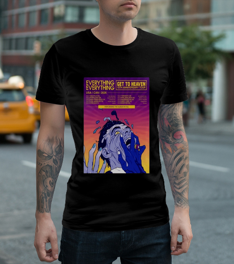 Everything Everything Get To Heaven 10th Anniversary Tour 2026 USA Canada Dates T-Shirt