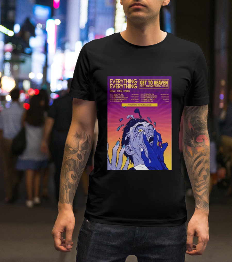 Everything Everything Get To Heaven 10th Anniversary Tour 2026 USA Canada Dates T-Shirt