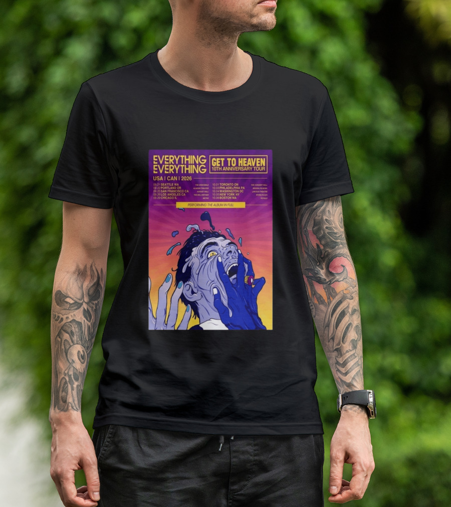 Everything Everything Get To Heaven 10th Anniversary Tour 2026 USA Canada Dates T-Shirt