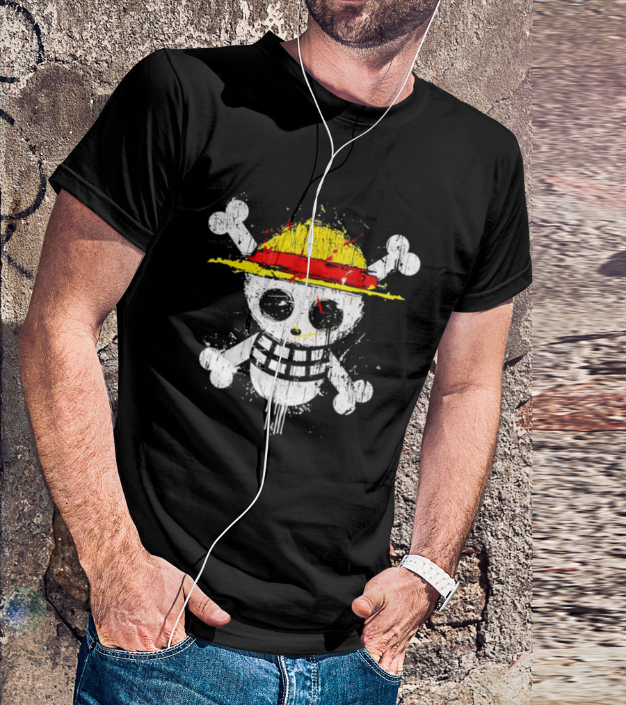 Jolly Roger Straw Hat Pirate Skull Monkey D. Luffy One Piece T-Shirt