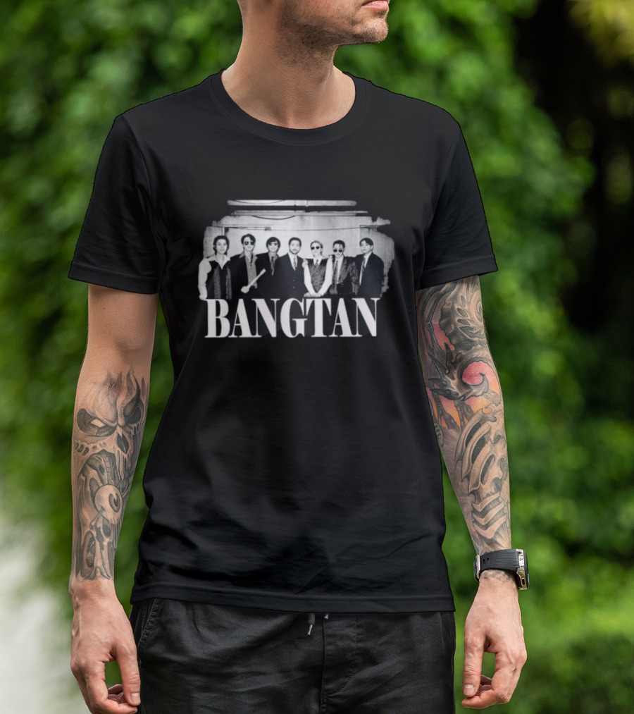 Bangtan Kpop 7 Member Boy Band Black And White T-Shirt
