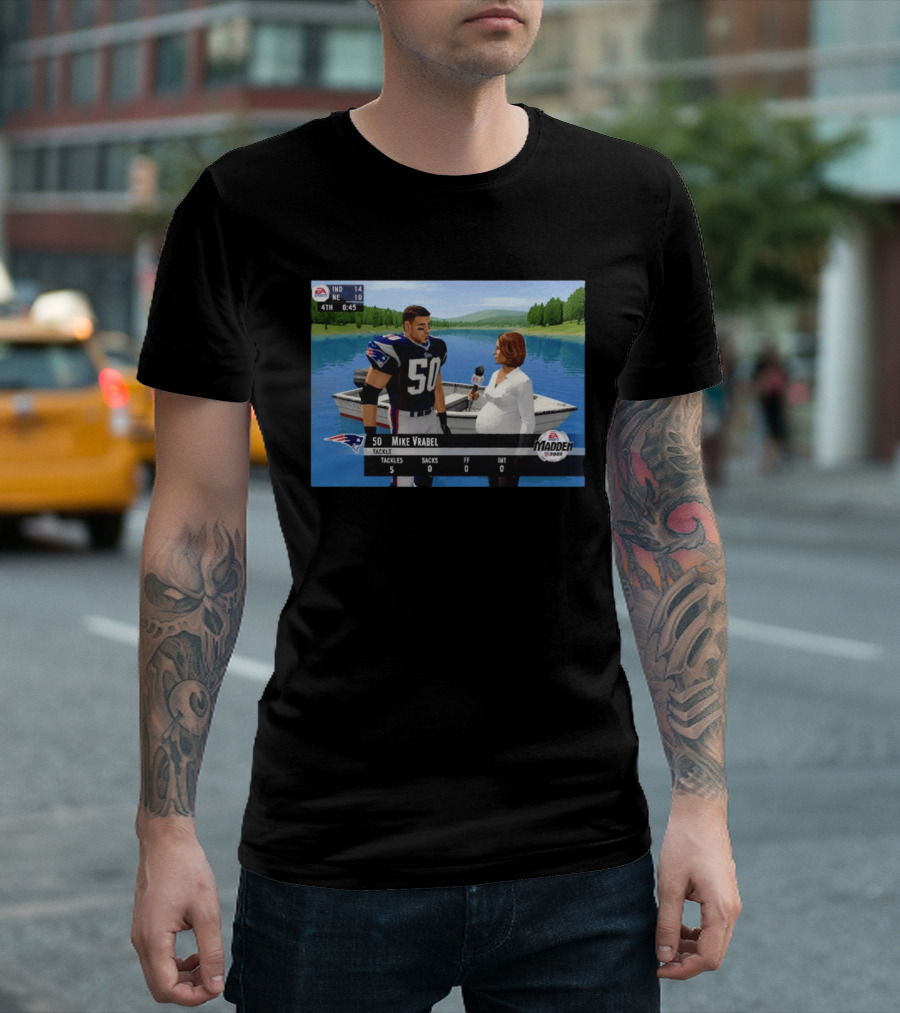 EA Madden 2002 Mike Vrabel Interview Football Patriots Video Game Scene T-Shirt