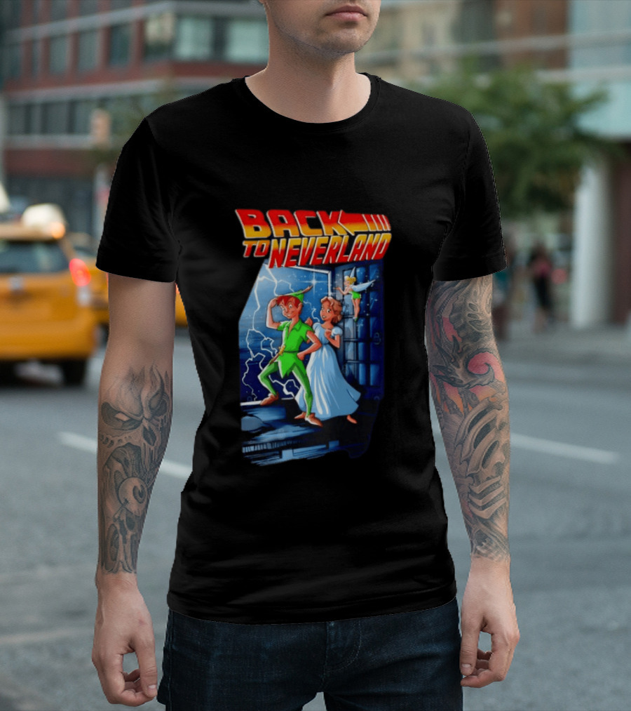 Back To Neverland Peter Pan Wendy Tinkerbell Mashup Back To The Future T-Shirt