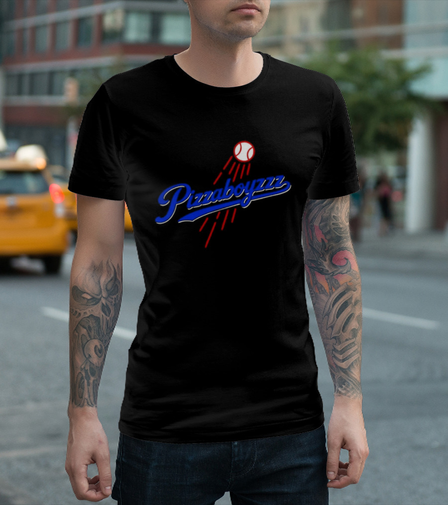 Pizzaboyzzz Los Angeles Dodgers MLB Baseball 2026 Baseball Projectile Motif T-Shirt