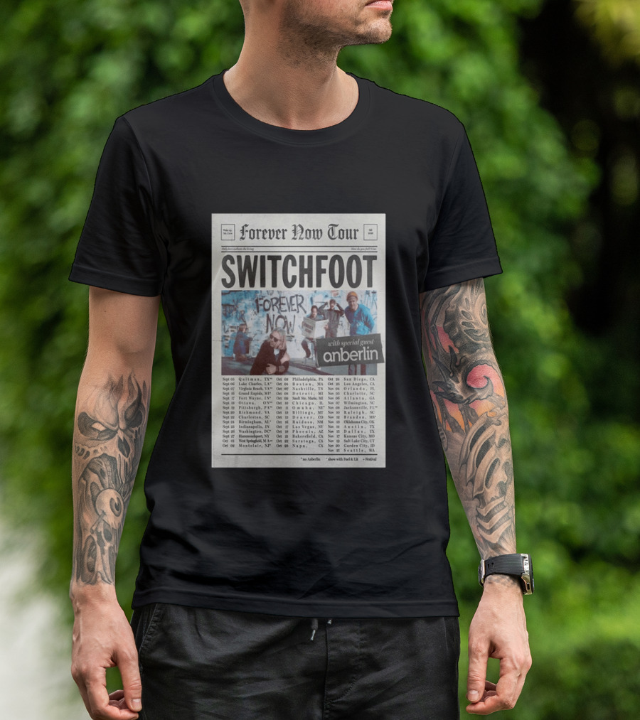 Switchfoot Forever Now Tour 2026 With Anberlin Special Guest Concert Dates T-Shirt