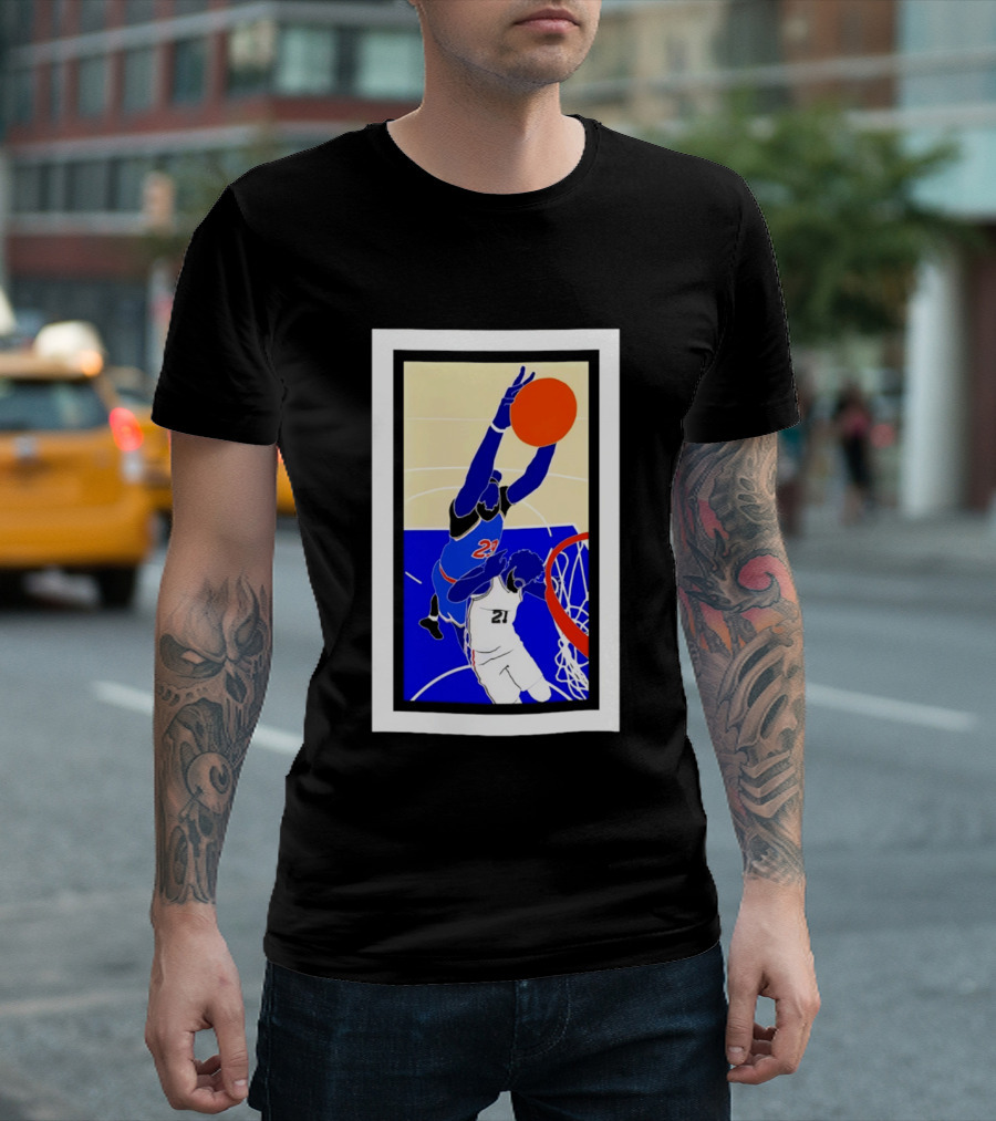 Mitchell Robinson Slam Dunk Over Joel Embiid New York Knicks T-Shirt