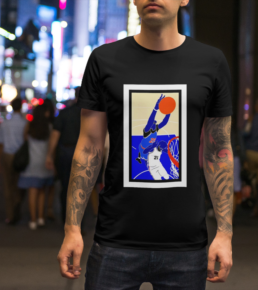Mitchell Robinson Slam Dunk Over Joel Embiid New York Knicks T-Shirt