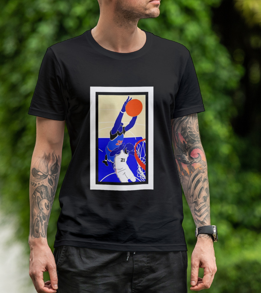 Mitchell Robinson Slam Dunk Over Joel Embiid New York Knicks T-Shirt