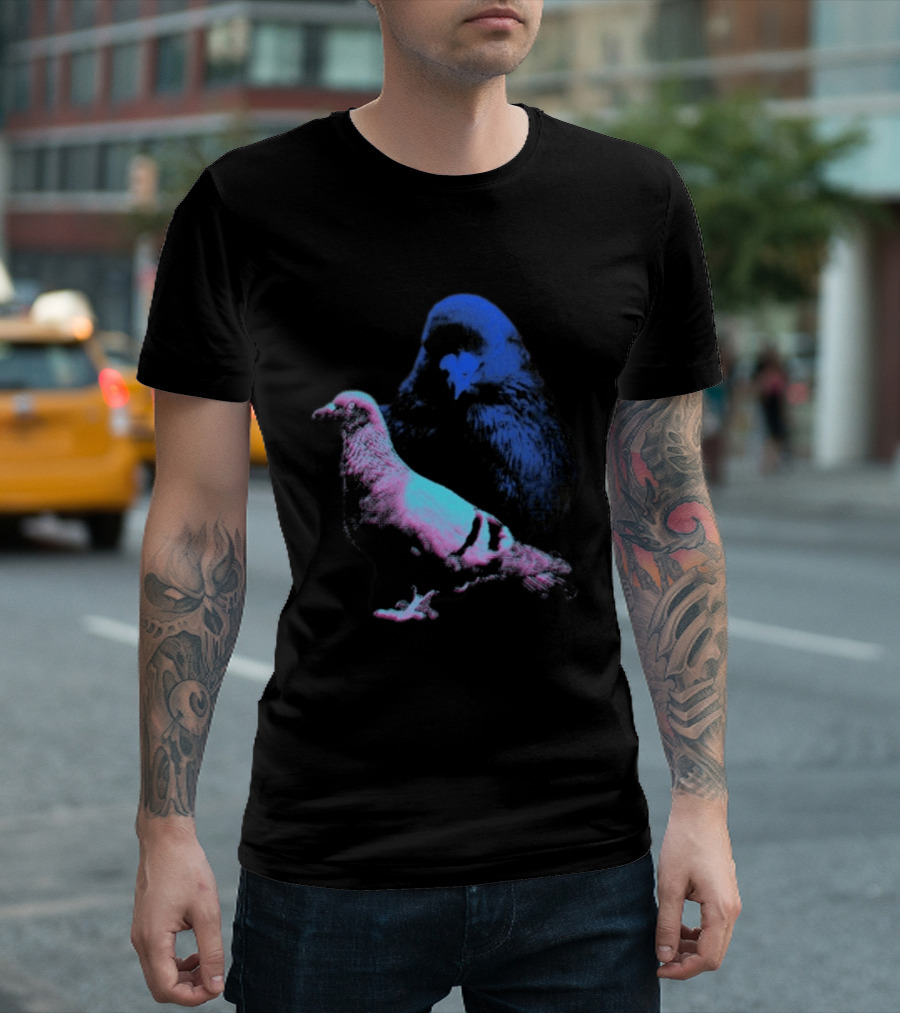 It's Just A Pigeon Neon Duo Bold Colors Contrast T-Shirt