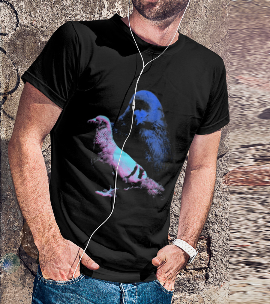 It's Just A Pigeon Neon Duo Bold Colors Contrast T-Shirt