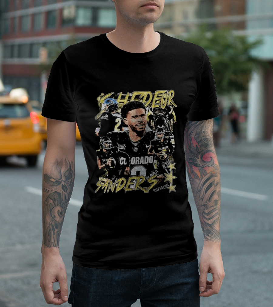 Shedeur Sanders Colorado Buffaloes Football XXL Player Collage T-Shirt