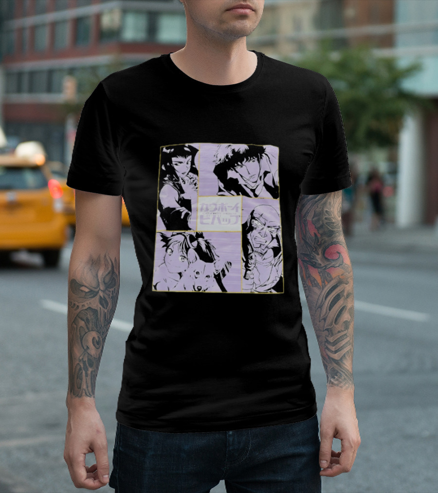Cowboy Bebop Anime Characters Collage Faye Spike Ein Jet T-Shirt