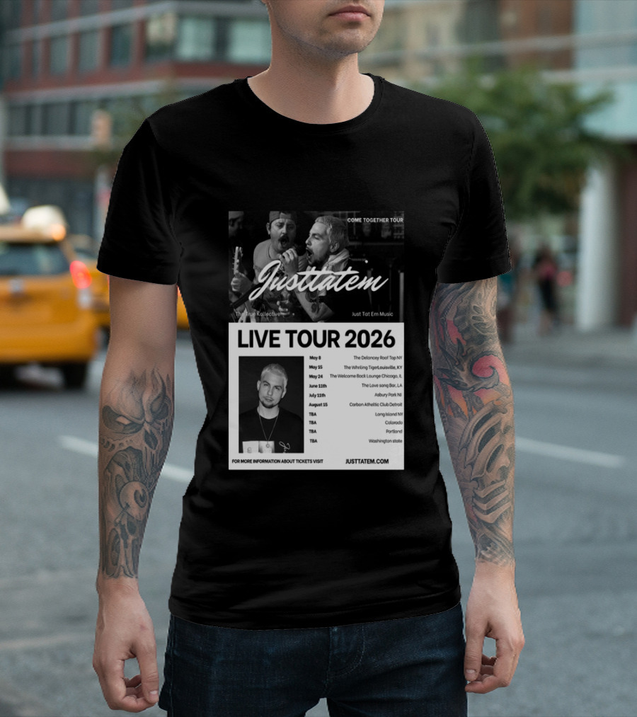 Live Tour 2026 Justtatem Come Together Justin Barona Tour Dates T-Shirt