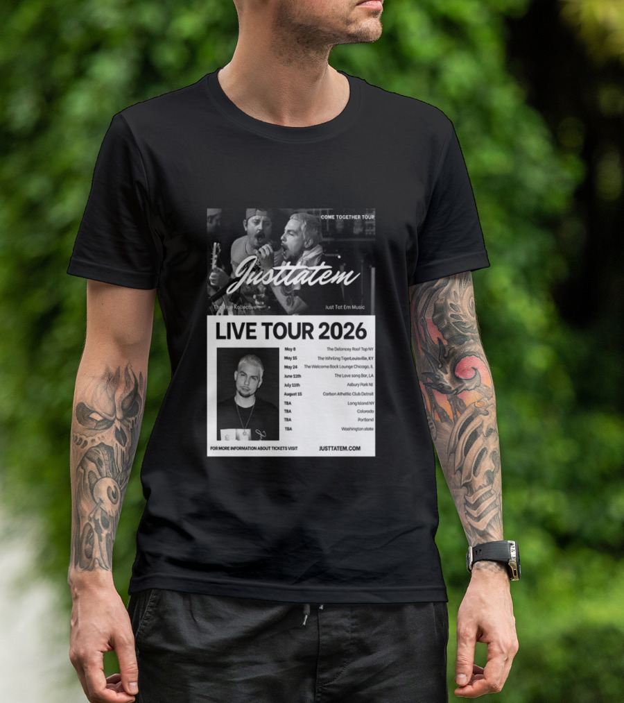 Live Tour 2026 Justtatem Come Together Justin Barona Tour Dates T-Shirt