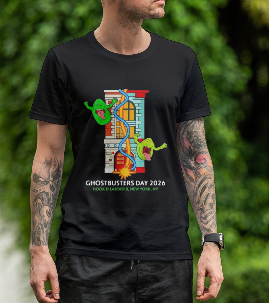 Ghostbusters Day 2026 Hook & Ladder 8 Firehouse Slimer Double Feature T-Shirt