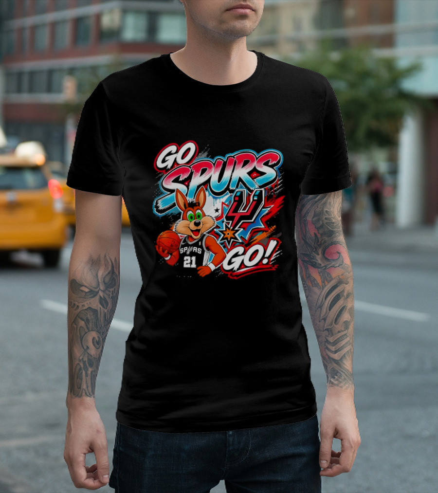 Go Spurs Go Coyote Basketball Team Spirit Graffiti T-Shirt