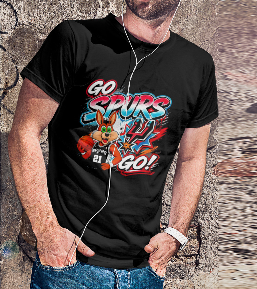 Go Spurs Go Coyote Basketball Team Spirit Graffiti T-Shirt