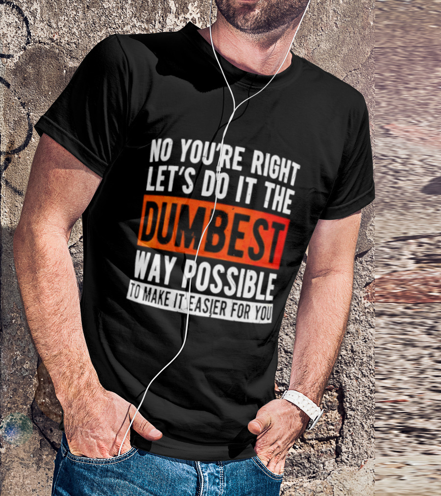 No You're Right Let's Do It The Dumbest Way Possible To Make It Easier For You T-Shirt