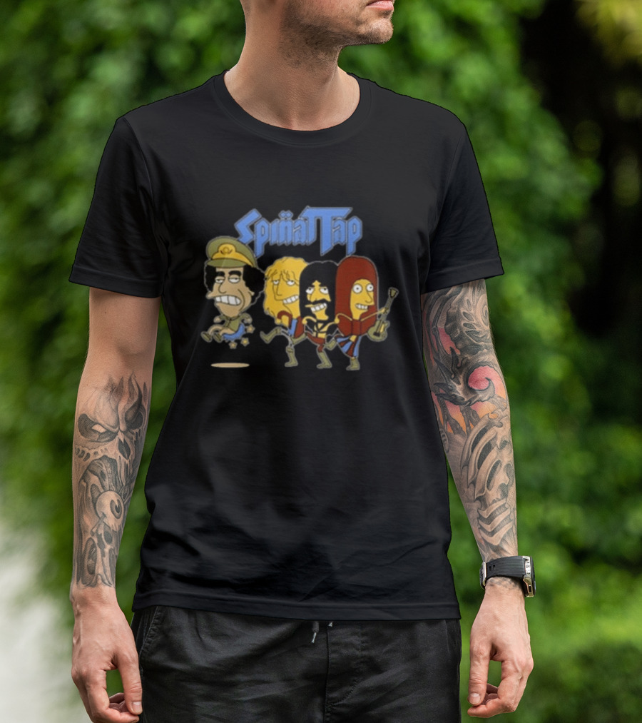 Spinattap 1992 World Tour London Paris Munich Springfield Gaddafi Cartoon Characters T-Shirt