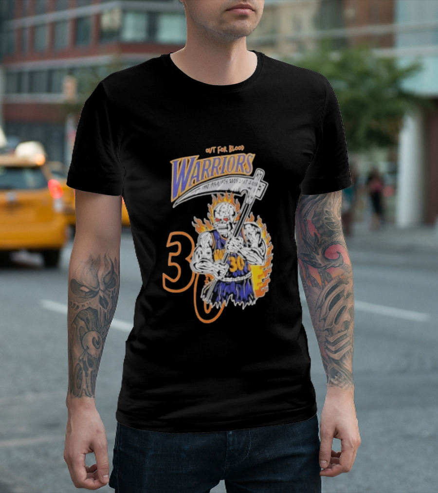 Stephen Curry 30 Golden State Warriors Out For Blood Warren Lotas Iconic Skull T-Shirt
