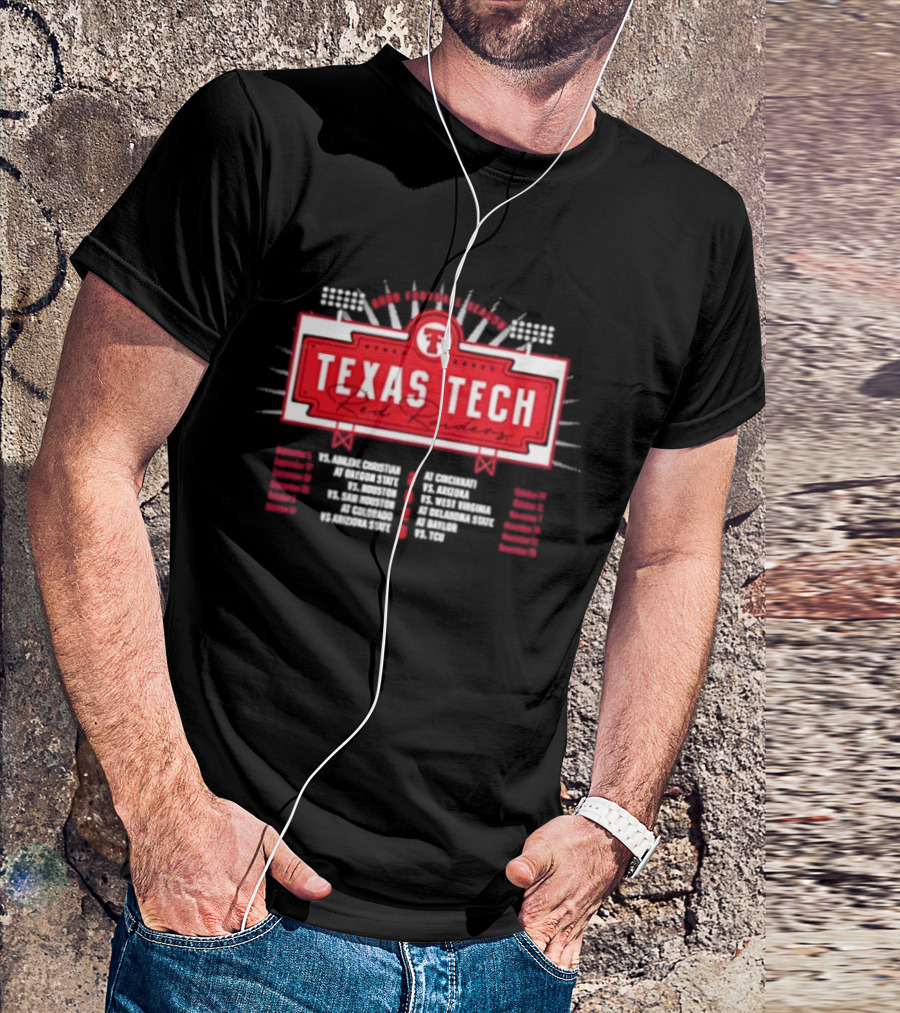 Texas Tech Red Raiders 2026 Football Schedule With Stadium Lights And Team T-Shirt