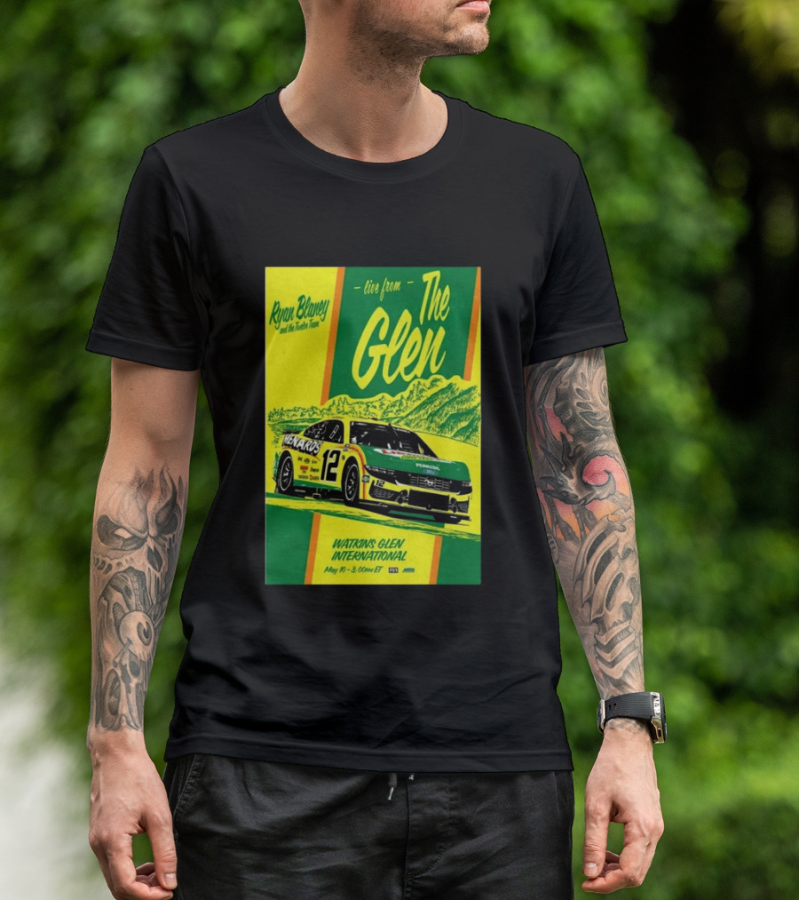 Ryan Blaney Live From The Glen Watkins Glen International May 10 3:00pm ET NASCAR Race Team Menards Pennzoil Car 12 T-Shirt