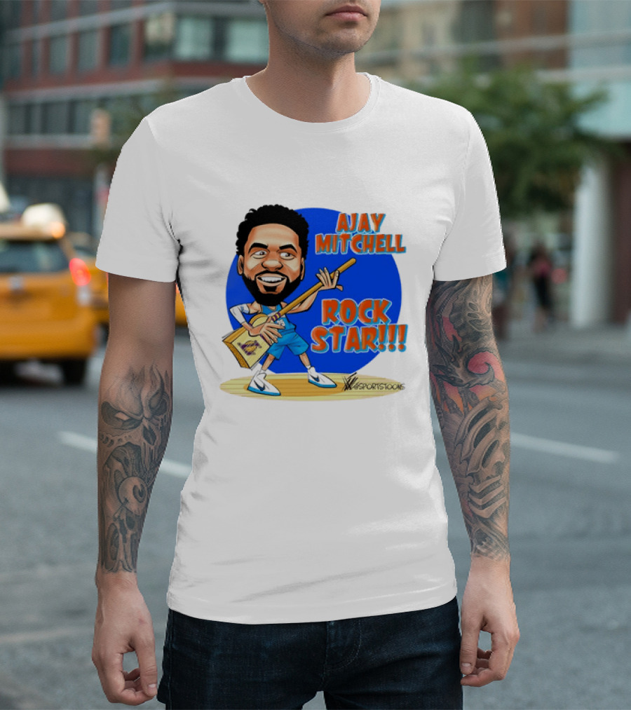 Ajay Mitchell Oklahoma City Thunder Rock Star Basketball Caricature T-Shirt
