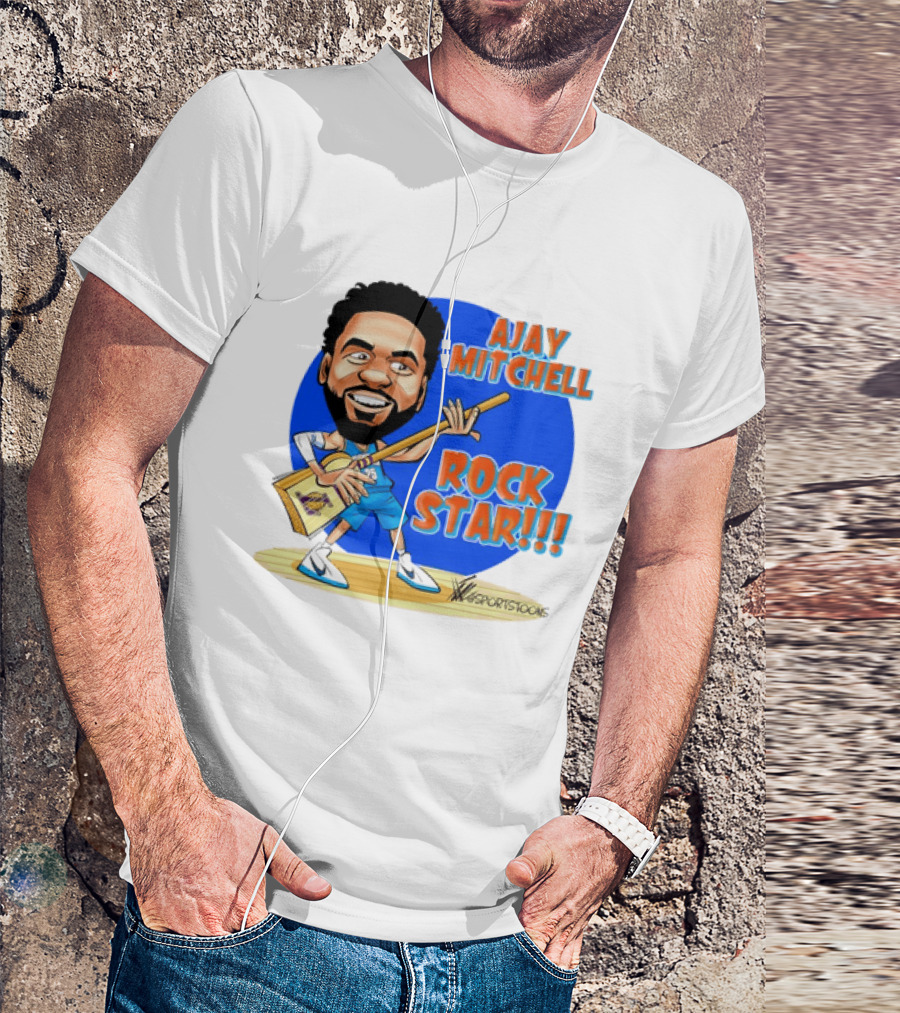 Ajay Mitchell Oklahoma City Thunder Rock Star Basketball Caricature T-Shirt