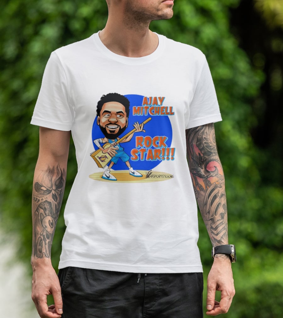 Ajay Mitchell Oklahoma City Thunder Rock Star Basketball Caricature T-Shirt