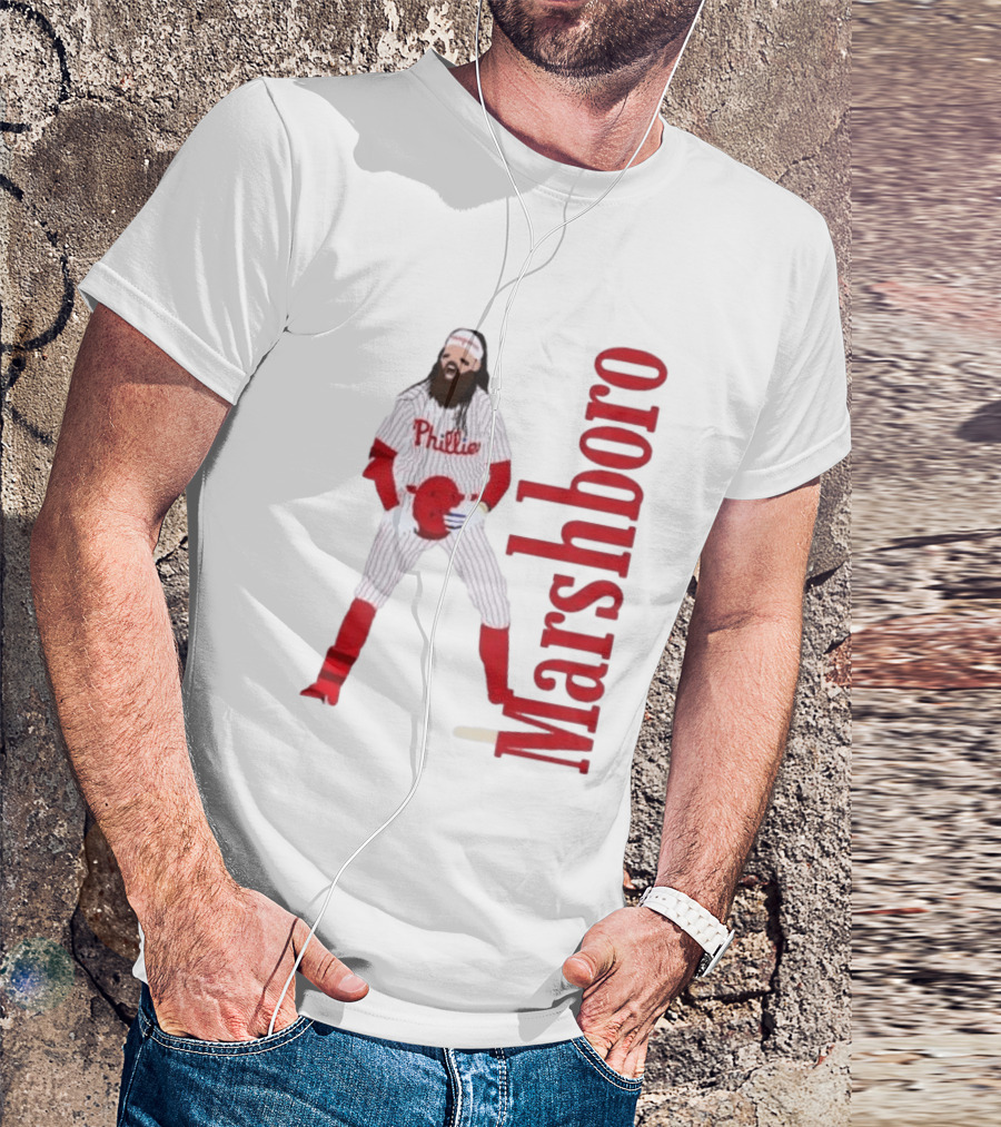 Brandon Marshboro Phillies Player Uniform Red Vertical T-Shirt