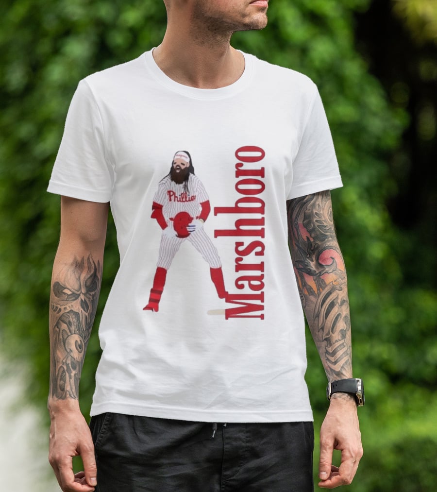 Brandon Marshboro Phillies Player Uniform Red Vertical T-Shirt