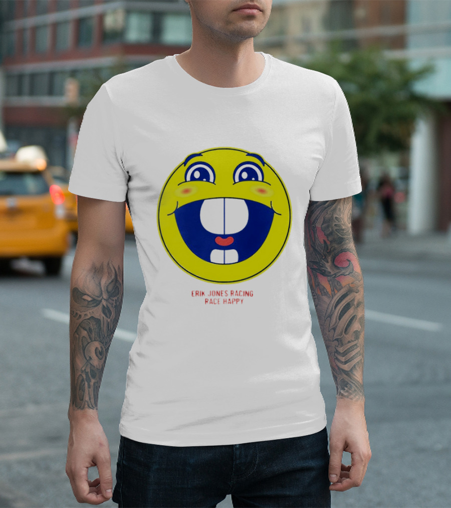 Erik Jones Racing Race Happy Yellow Smiley Face T-Shirt