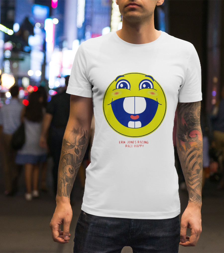 Erik Jones Racing Race Happy Yellow Smiley Face T-Shirt